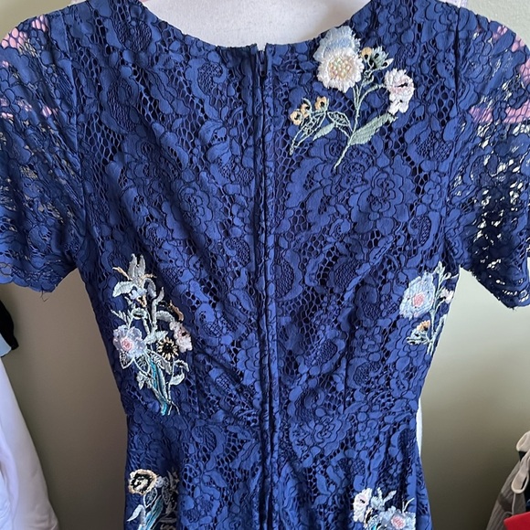Modcloth Always Lovely Lace Embroidered Beaded Floral Dress A-Line Blue size XS - Picture 11 of 16